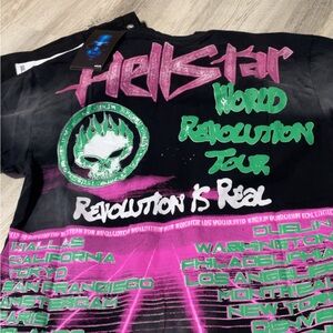 Hellstar pink and green graphic tee